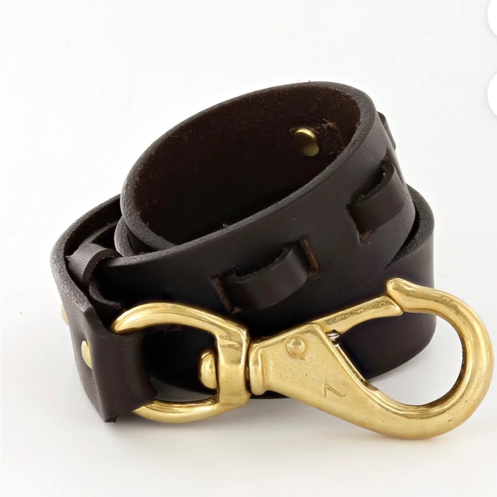 Sailormade leather belt with solid brass buckle
